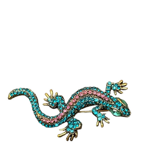 Colorful Jeweled Lizard Brooch Or Pendent